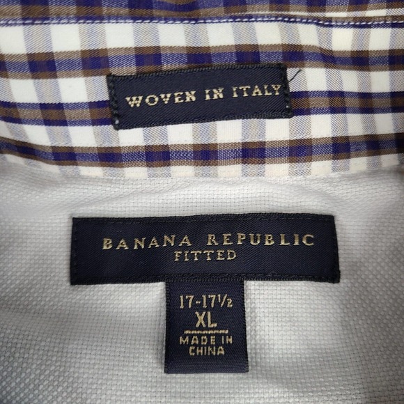 Banana Republic Shirt Men's XL 17-17 1/2 Multicolor Plaid Woven in Italy Fitted - Picture 3 of 10